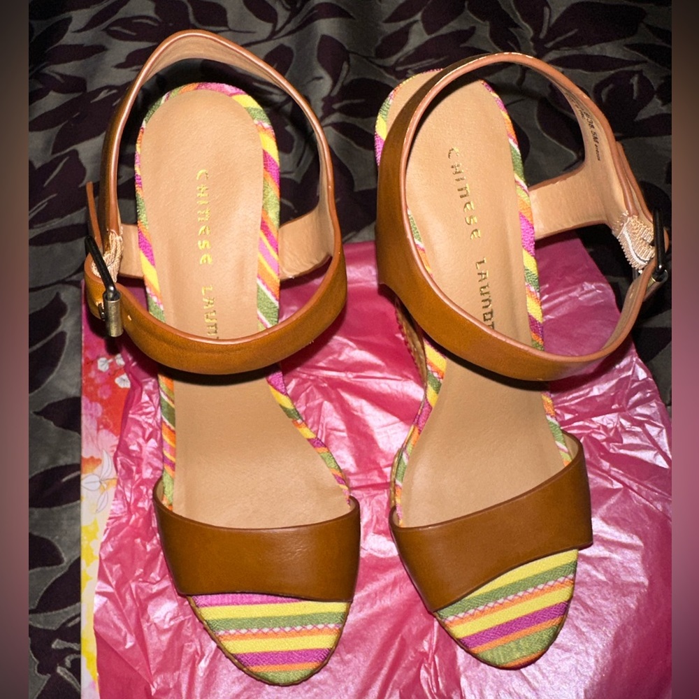 New, multi-colored Size 8 wedges - Chinese Laundry